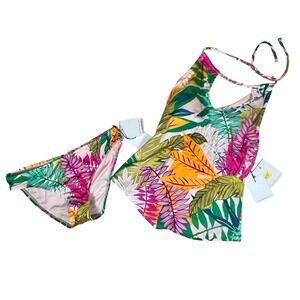 Gibson Latimer Womens Tankini Swimsuit Set S Floral Halter Bikini NWT Vacation